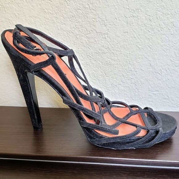 Via Spiga promise black glitter strappy heels 10 - Picture 6 of 7